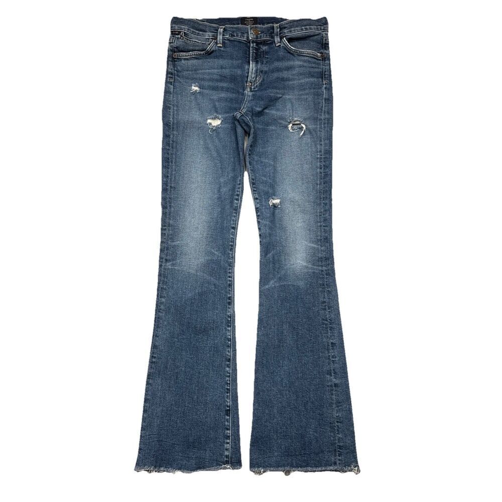 Citizens of Humanity Emmanuelle Petite Slim Boot Jeans 28 Blue Distressed Womens